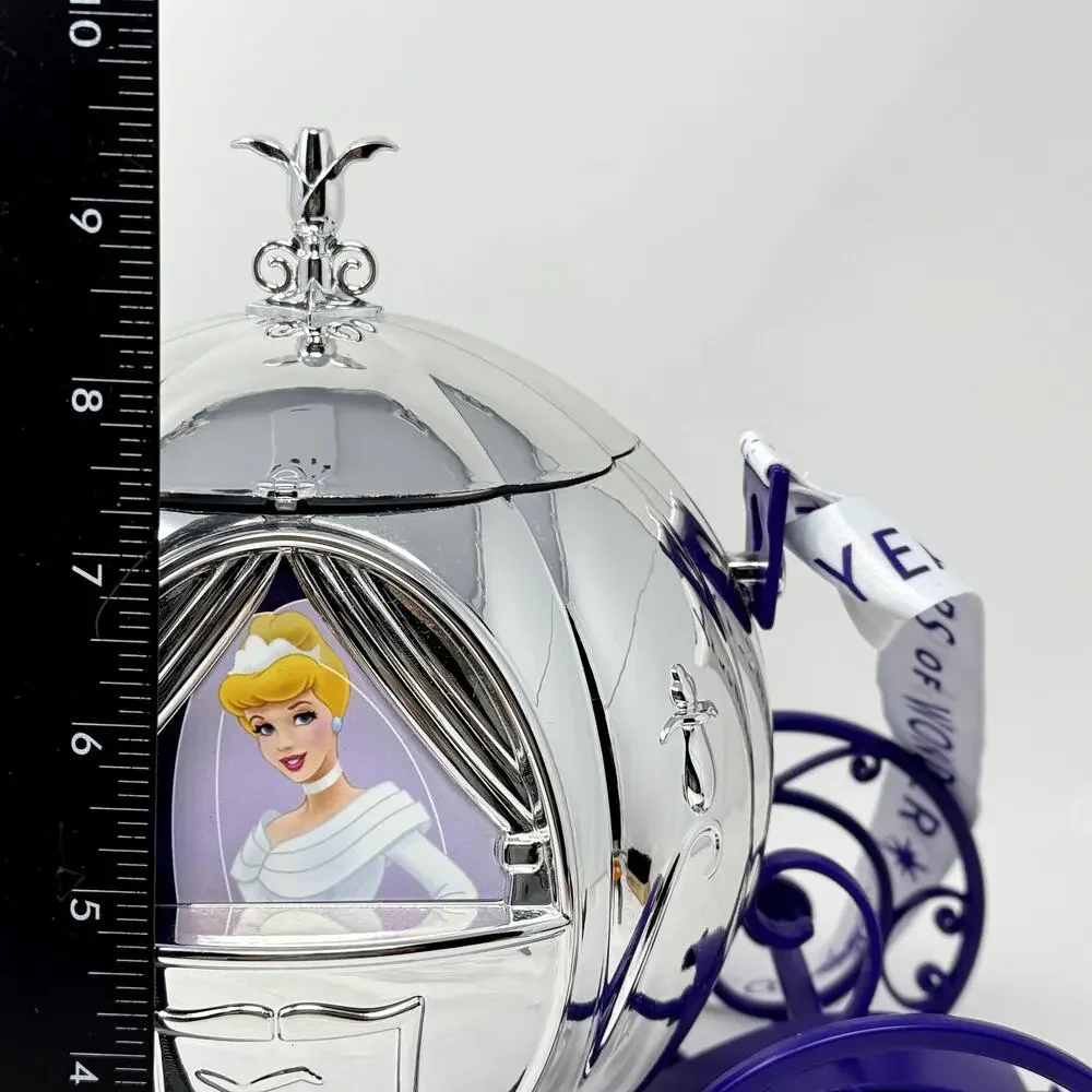 Disney 100 Cinderella Coach Popcorn Bucket Silver Chrome Limited Release NEW